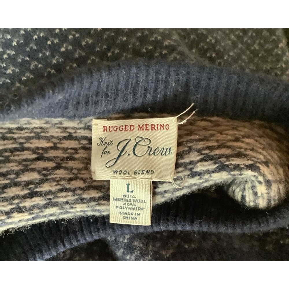 J. Crew Rugged Merino Wool Blend Crewneck Sweater L Blue/Navy - Picture 5 of 7